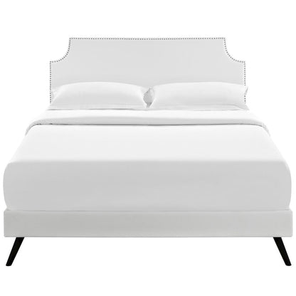 Laura Vinyl Queen Platform Bed with Round Splayed Legs