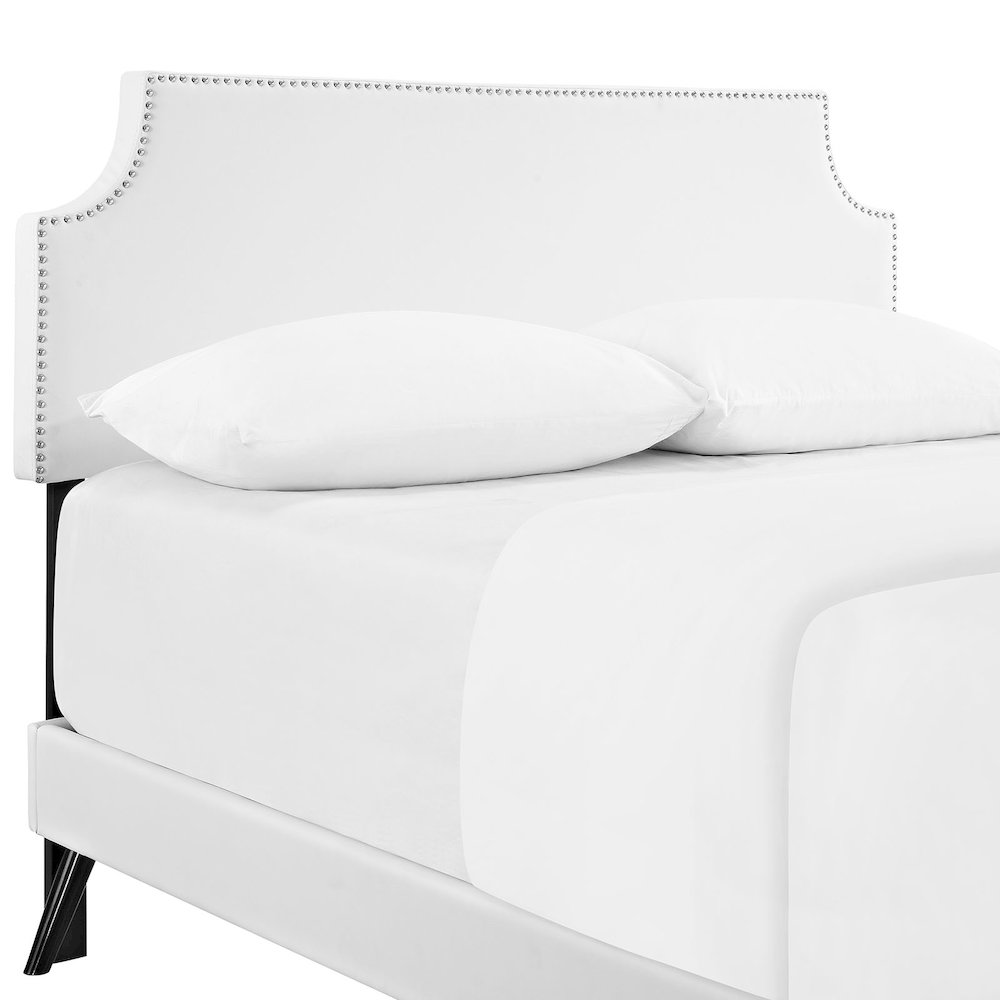 Laura Vinyl Queen Platform Bed with Round Splayed Legs