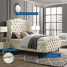 Violette Tufted Wingback Performance Velvet Queen Platform Bed
