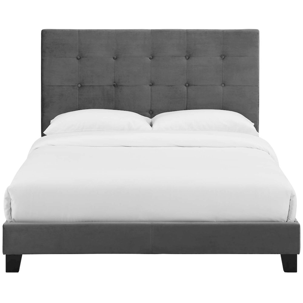 Melanie Tufted Button Upholstered Performance Velvet Queen Platform Bed