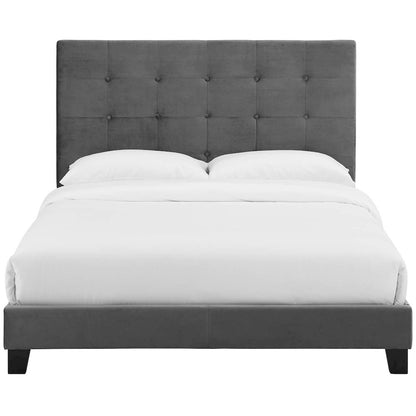 Melanie Tufted Button Upholstered Performance Velvet Queen Platform Bed