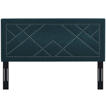 Reese Nailhead Upholstered Linen Fabric Full / Queen Headboard