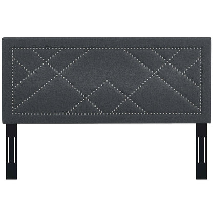 Reese Nailhead Upholstered Linen Fabric Full / Queen Headboard