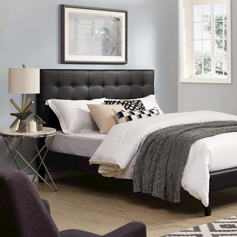 Paisley Tufted Upholstered Faux Leather Full / Queen Headboard