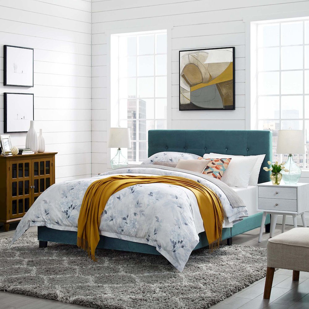 Amira Performance Velvet Queen Bed