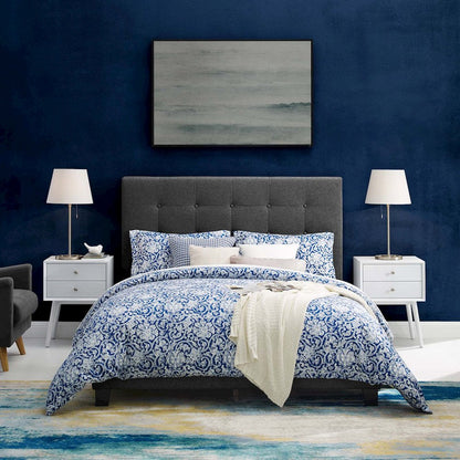 Melanie Tufted Button Upholstered Fabric Full Platform Bed