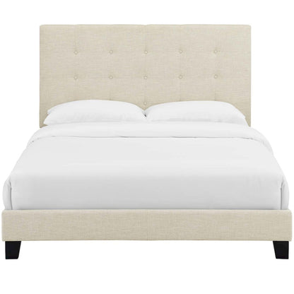 Melanie Tufted Button Upholstered Fabric Queen Platform Bed
