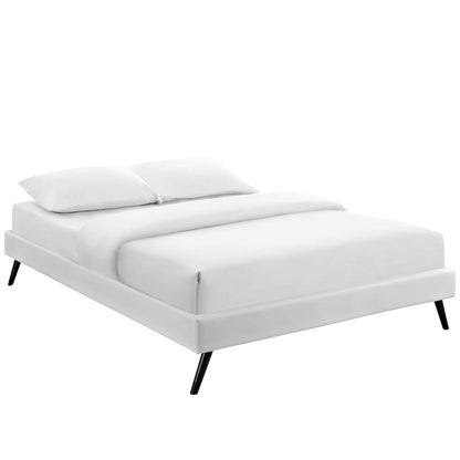 Loryn Vinyl Full Bed Frame with Round Splayed Legs