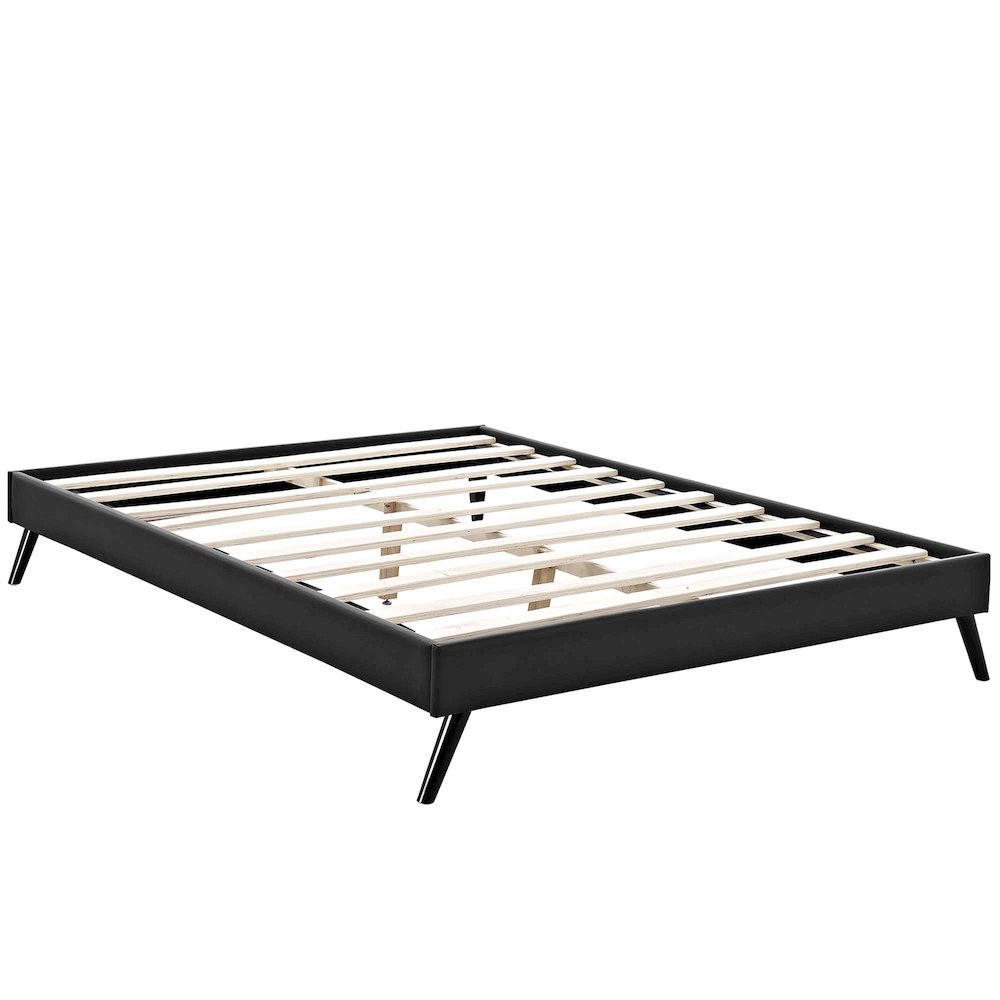 Loryn Vinyl Queen Bed Frame with Round Splayed Legs