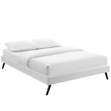 Loryn Vinyl Queen Bed Frame with Round Splayed Legs