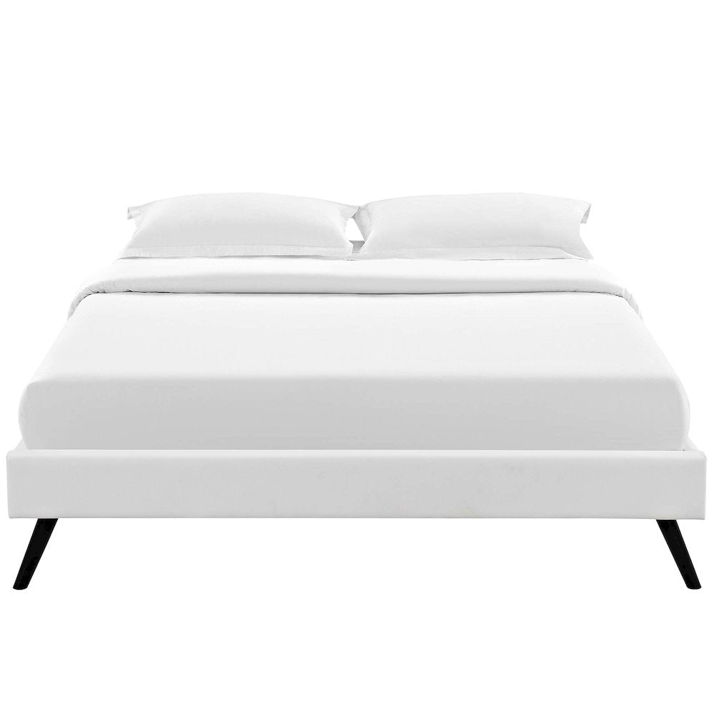 Loryn Vinyl Queen Bed Frame with Round Splayed Legs
