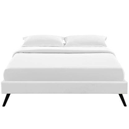 Loryn Vinyl Queen Bed Frame with Round Splayed Legs