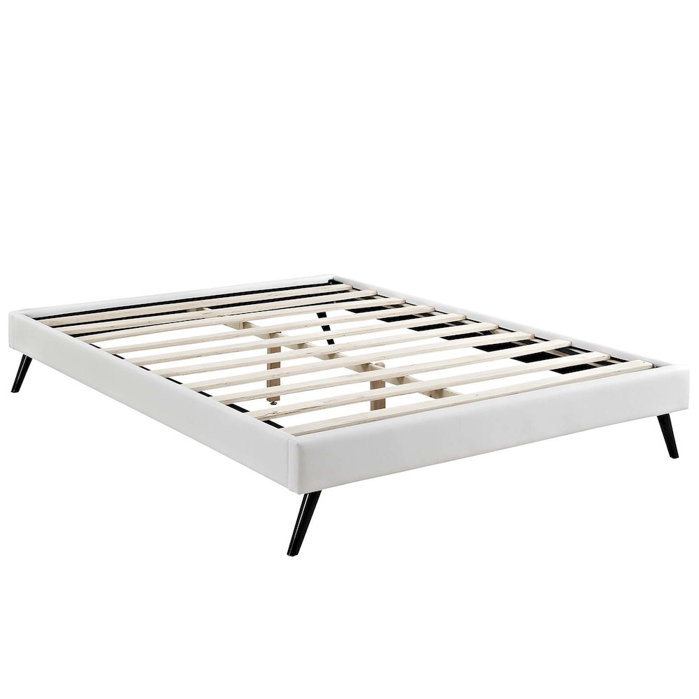 Loryn Vinyl King Bed Frame with Round Splayed Legs