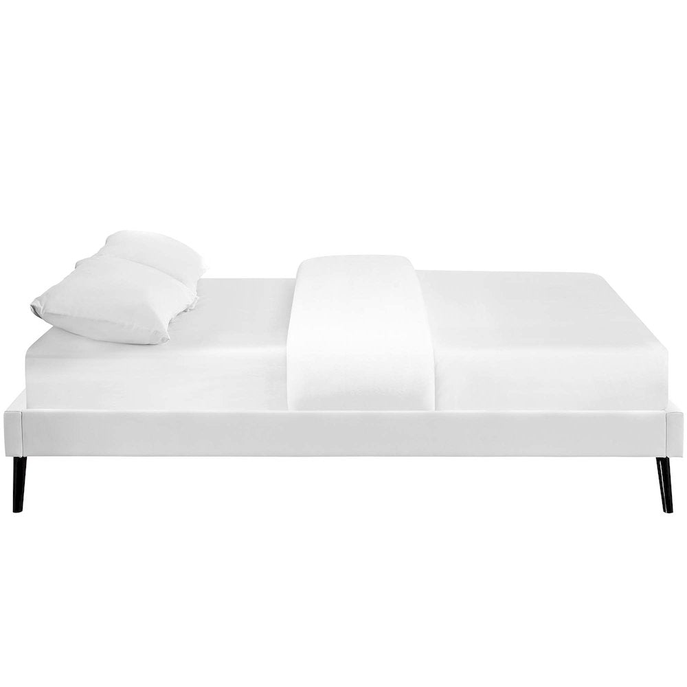 Loryn Vinyl King Bed Frame with Round Splayed Legs