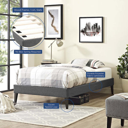 Tessie Fabric Twin Bed Frame with Squared Tapered Legs