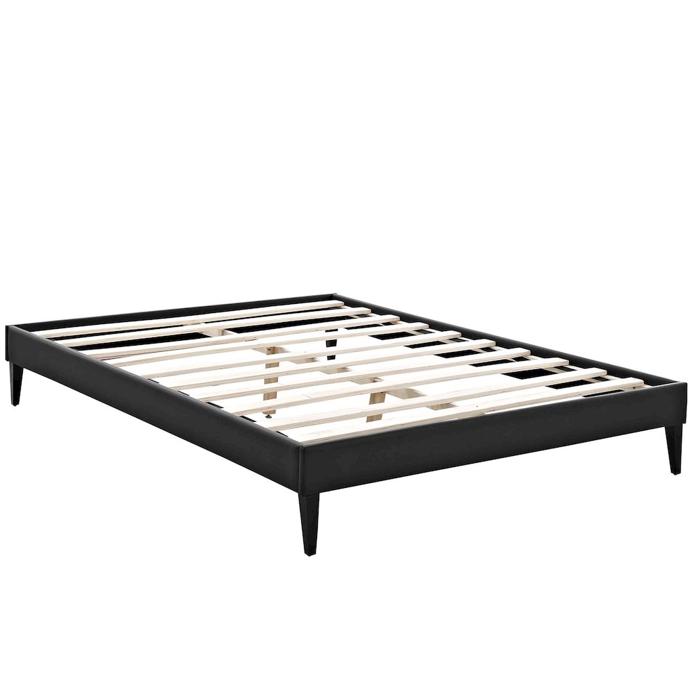 Tessie Vinyl Full Bed Frame with Squared Tapered Legs