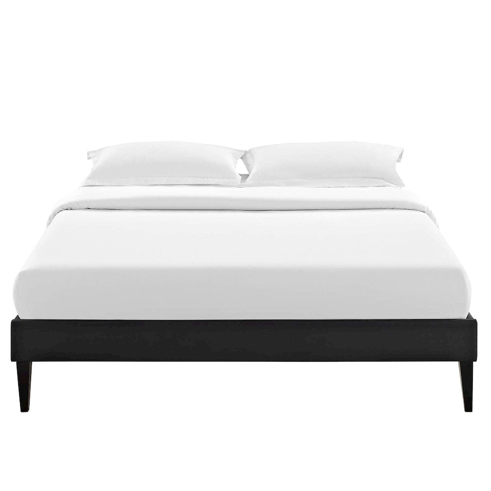 Tessie Vinyl Full Bed Frame with Squared Tapered Legs