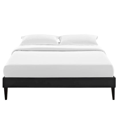 Tessie Vinyl Full Bed Frame with Squared Tapered Legs