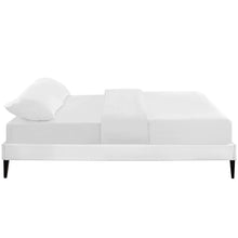 Tessie Vinyl Queen Bed Frame with Squared Tapered Legs
