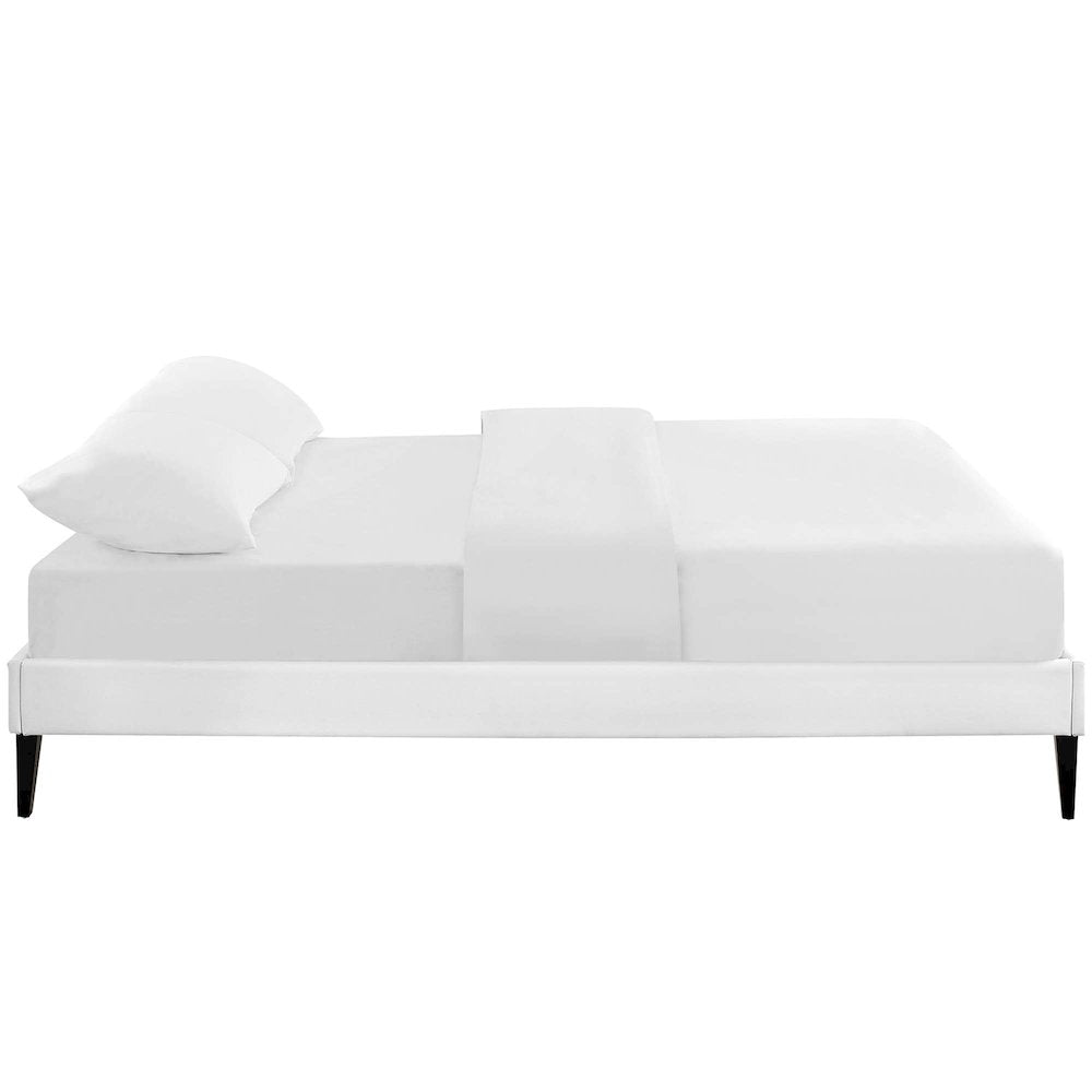 Tessie Vinyl Queen Bed Frame with Squared Tapered Legs