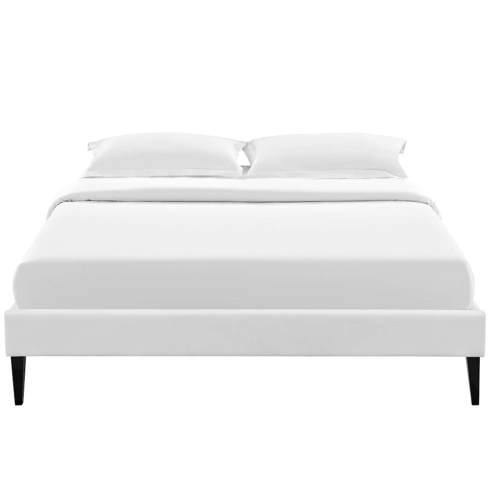 Tessie Vinyl Queen Bed Frame with Squared Tapered Legs