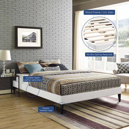 Tessie Vinyl Queen Bed Frame with Squared Tapered Legs