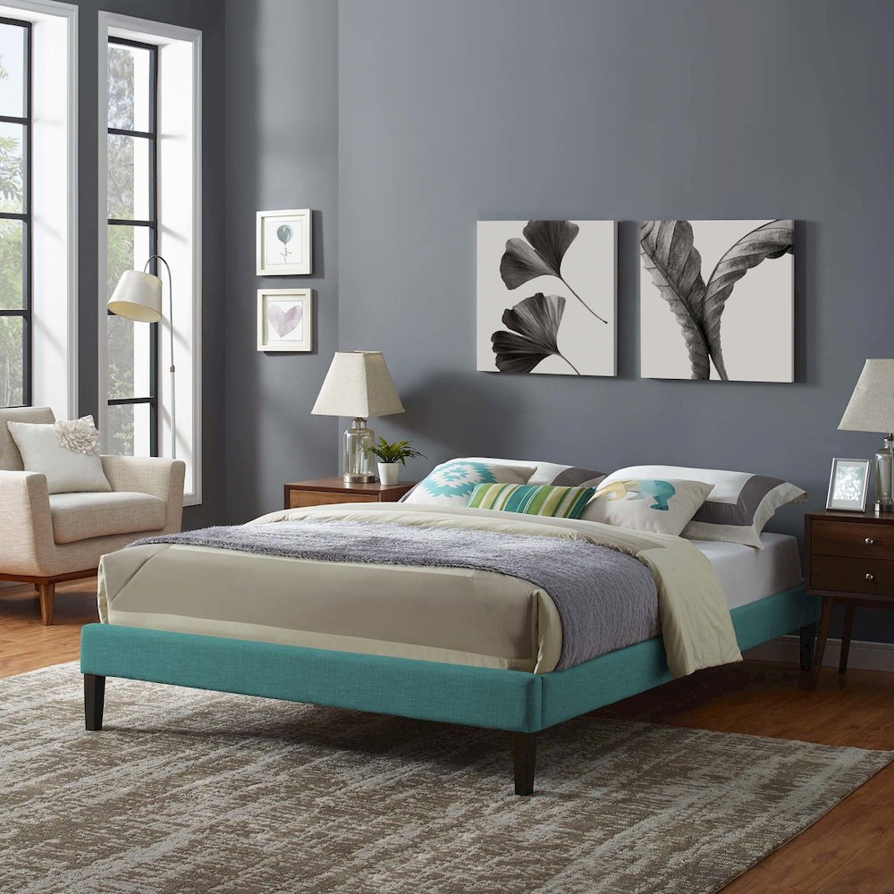 Tessie Fabric Queen Bed Frame with Squared Tapered Legs