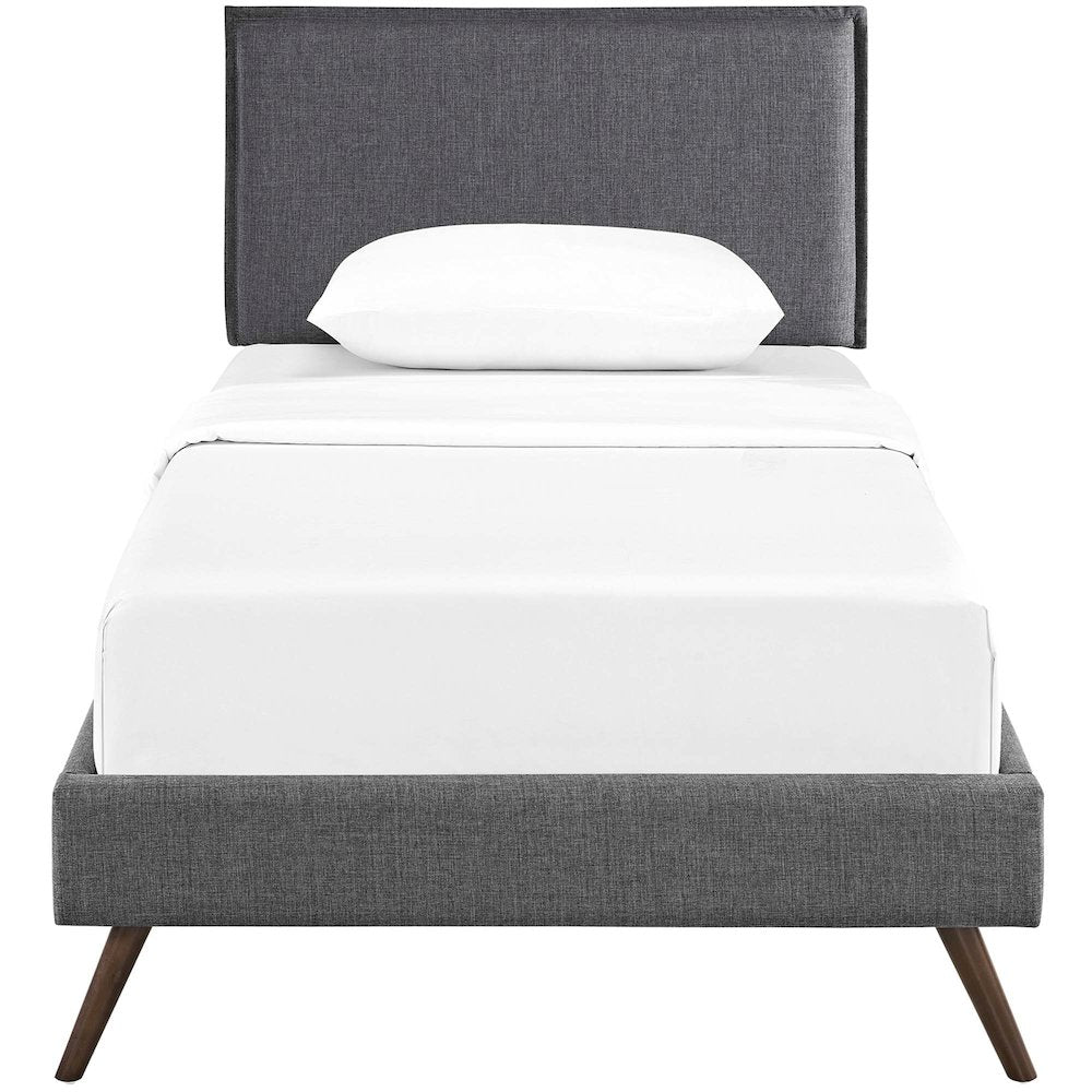 Amaris Fabric Twin Platform Bed with Round Splayed Legs