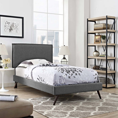 Amaris Fabric Twin Platform Bed with Round Splayed Legs