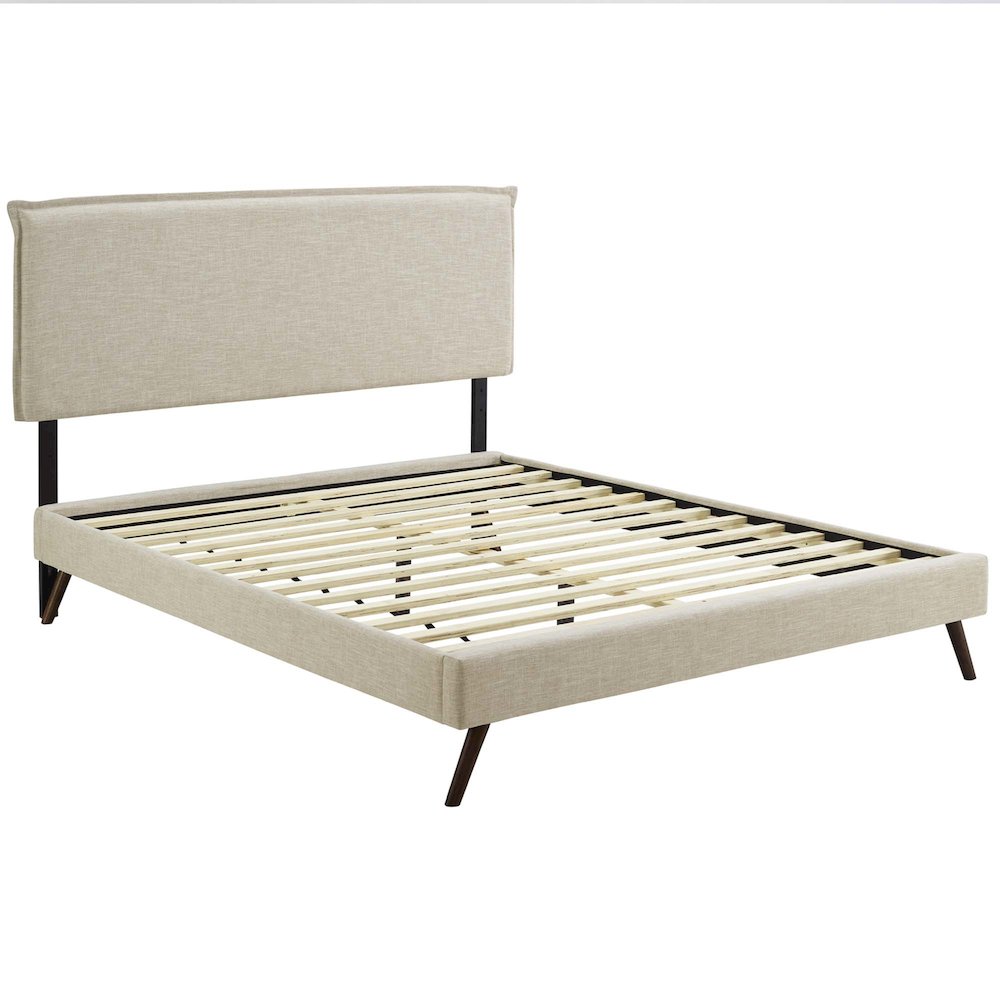 Amaris Fabric Queen Platform Bed with Round Splayed Legs