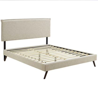 Amaris Fabric Queen Platform Bed with Round Splayed Legs