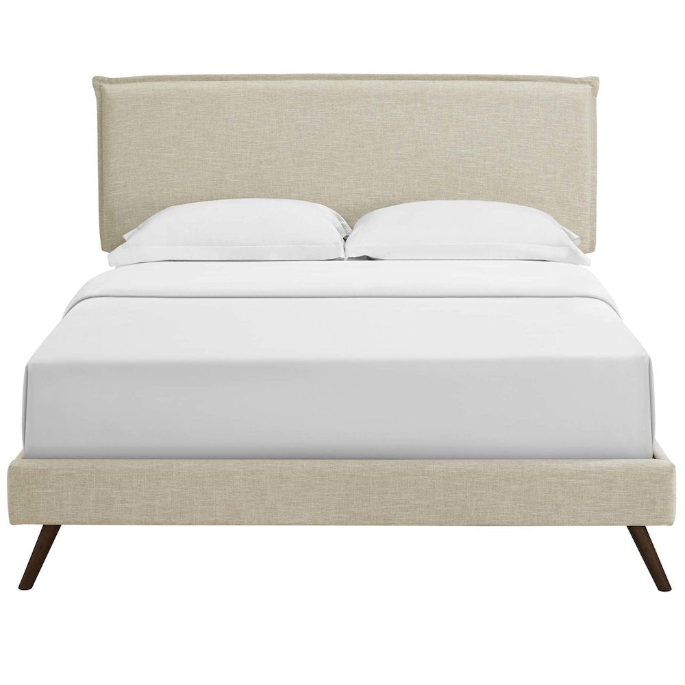 Amaris Fabric Queen Platform Bed with Round Splayed Legs