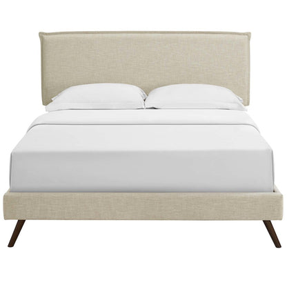 Amaris Fabric Queen Platform Bed with Round Splayed Legs