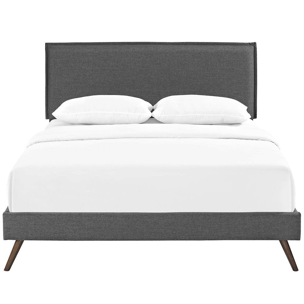 Amaris Fabric Queen Platform Bed with Round Splayed Legs