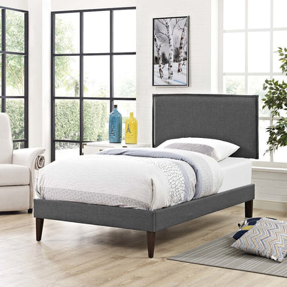 Amaris Fabric Twin Platform Bed with Squared Tapered Legs