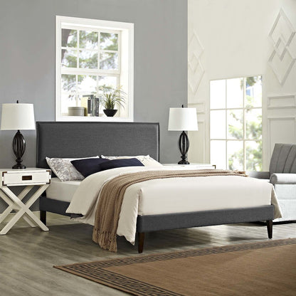 Amaris Fabric Full Platform Bed with Squared Tapered Legs