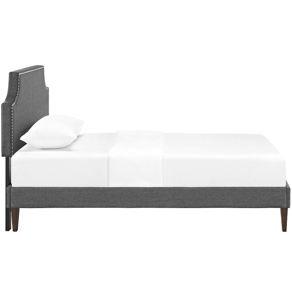 Corene Fabric Twin Platform Bed with Squared Tapered Legs