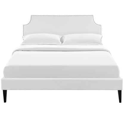 Corene Vinyl Queen Platform Bed with Squared Tapered Legs