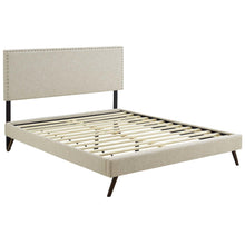 Macie Fabric Queen Platform Bed with Round Splayed Legs