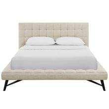 Julia Biscuit Tufted Upholstered Fabric Queen Platform Bed