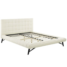 Julia Biscuit Tufted Upholstered Fabric Queen Platform Bed