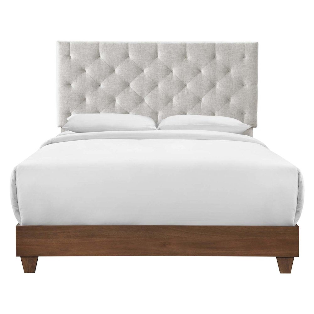 Rhiannon Diamond Tufted Upholstered Fabric Queen Bed