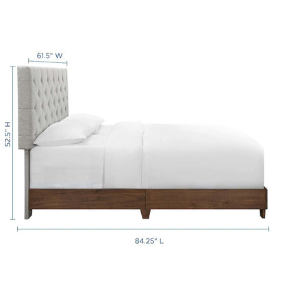 Rhiannon Diamond Tufted Upholstered Fabric Queen Bed