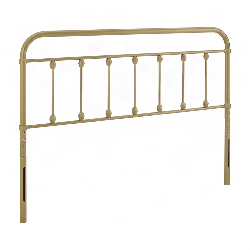 Metal Queen Headboard Only with Farmhouse Iron Open-Frame Design, Gold