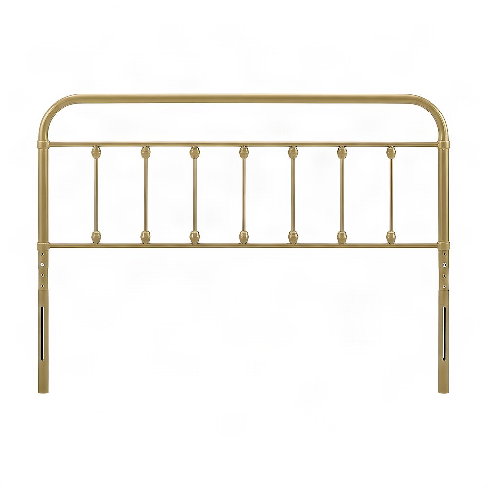 Metal Queen Headboard Only with Farmhouse Iron Open-Frame Design, Gold