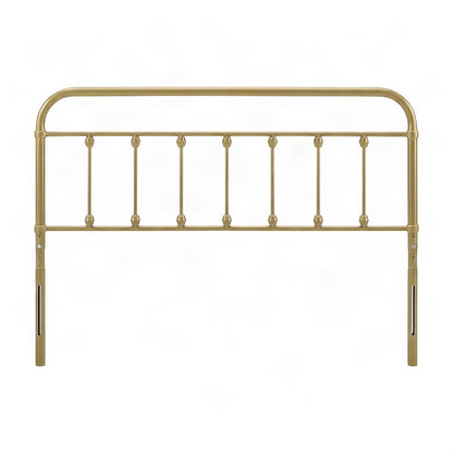 Metal Queen Headboard Only with Farmhouse Iron Open-Frame Design, Gold