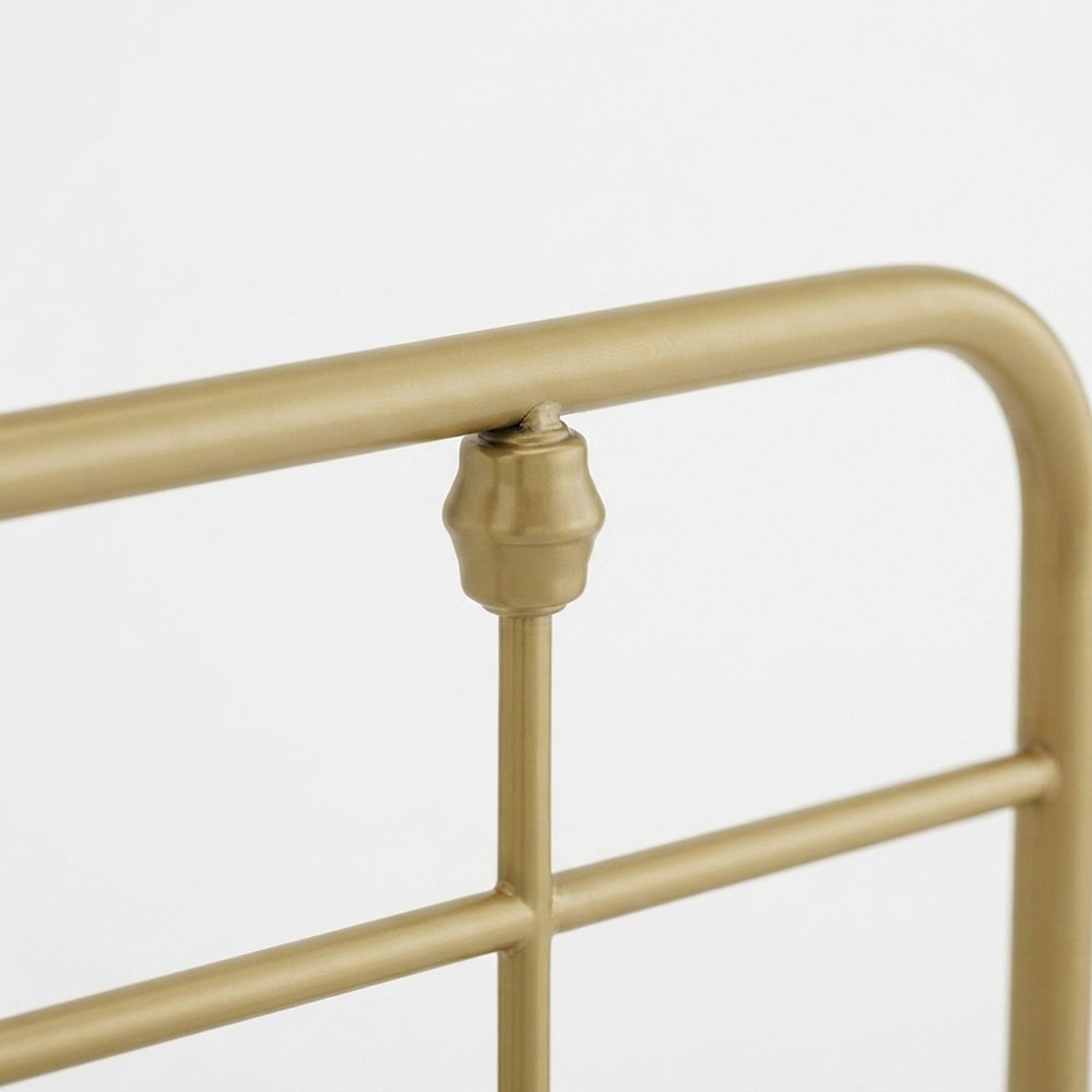 Metal Queen Headboard Only with Farmhouse Iron Open-Frame Design, Gold