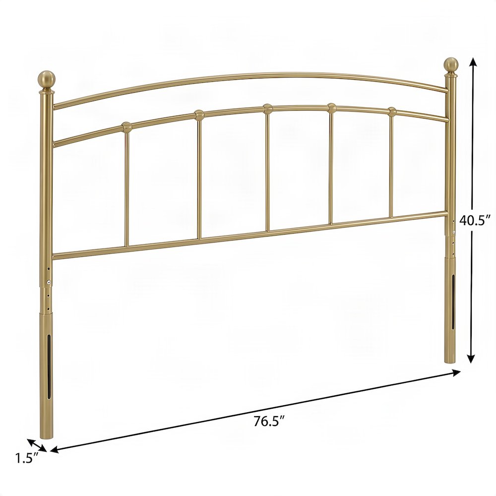 Metal King Size Headboard Only, Free Standing with Arched Frame, Gold