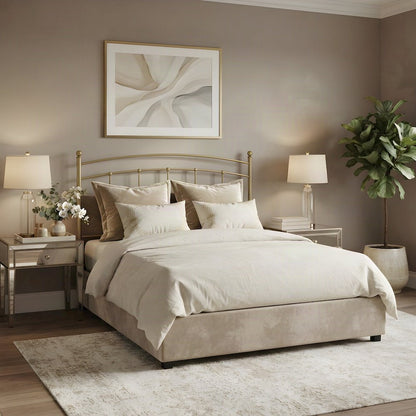 Metal King Size Headboard Only, Free Standing with Arched Frame, Gold