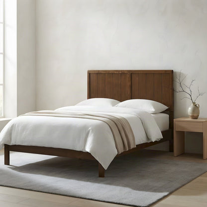 Wooden Twin Headboard Only, Wall Mounted Wood Head Board, Japandi, Walnut